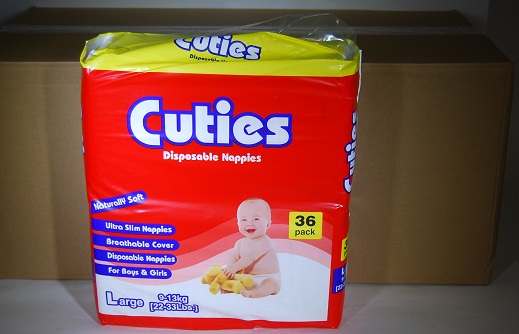 Cuties Disposable Nappies Lge 9-13kg 144/ctn